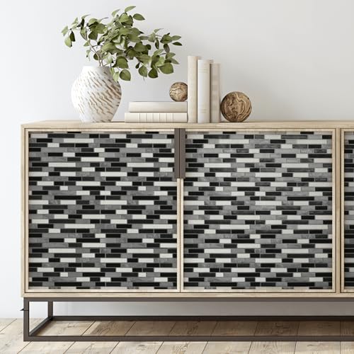 Main Street Peel & Stick Wallpaper Tiles, Black & White Marble, 24-Pack