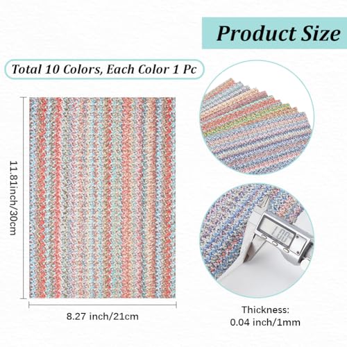 10 Colors 11.8 x 8.3 Inch Woven PU Leather Sheets for Crafts Soft Leather Fabrics Waterproof Braided Texture Colorful Microfiber Leatherette Rolls for Handicraft DIY Projects ﻿Handbags Bows - style: woven pattern A