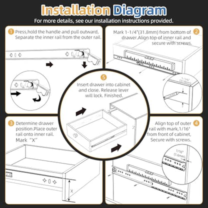 Furniware 1 Pair 18 Inch 265 lb Load Capacity Locking Drawer Slides - size: 18 Inch, style: Load:265 lb (With lock) -W:53mm