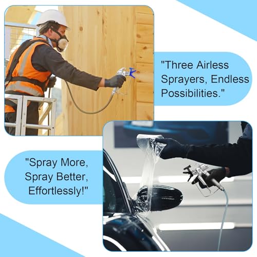 Threlaco 3 Sets 3600PSI Airless Paint Spray Gun with 513/515/519 Tips
