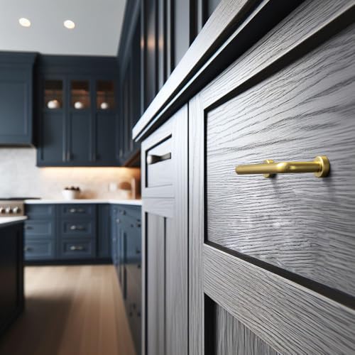 Goo-Ki 6 Pack 3" Center to Center Brushed Brass Modern Cabinet Pulls Solid Contemporary Home Improvement Hardware Drawer Pulls Zinc Alloy Kitchen Handles - color: Brushed Brass, size: 3'' Center to Center