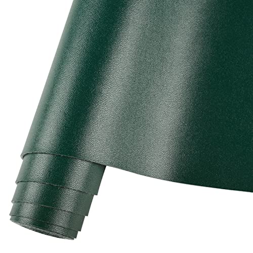 HGUAN Smooth Solid Color Blackish Green Faux Leather 12"X53"(30cmX135cm),Faux Leather Sheets Roll Very Suitable for Making Crafts, Leather Earrings, Bows,Sewing (Blackish Green) - color: Blackish Green