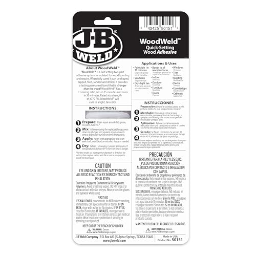 J-B Weld WoodWeld Syringe, Light Tan, 25ml 2 Pack - size: 25 ml 2 Pack