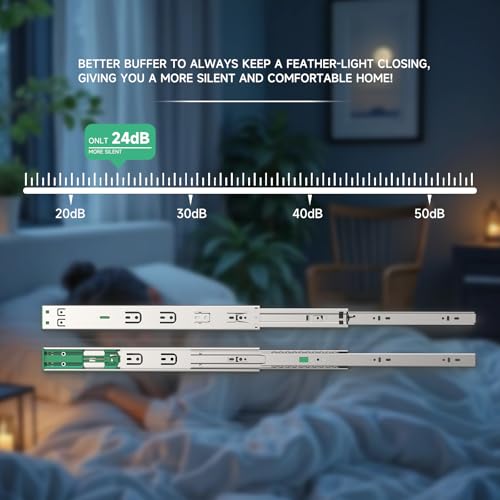Hitess 10 Pairs Soft Close Drawer Slides 16 Inch Full Extension - size: 16 Inch