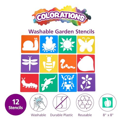 Colorations Garden Stencils, 12 Garden Designs, Made from Washable Plastic - style: Garden 12PK
