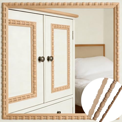 Nsrisml 13 Pcs 15.75 Inch Unfinished 3D Wood Trim Molding, DIY Decorative Trim for Wall, Cabinet, Door, Mirror Frame, Furniture & Window（0.35“）