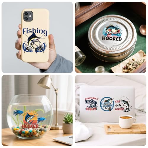 Peacoblue Fishing Rub On Transfers for Craft, Transfer Sticker - style: Fishing
