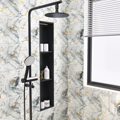 10pcs Marble Peel and Stick Backsplash Wall Tiles, Waterproof Shower Wall Panels, 11.8"x11.8" Peel and Stick Tile for Home Bathroom, Kitchen, Washroom, Living Room, Blue and Gold (Not Real Tile) - color: Blue and Gold
