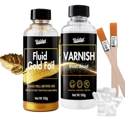 Liquid Gold Leaf Paint Kit, Ultra Shiny Rich Gold