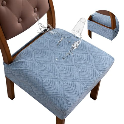Waterproof Stretch Dining Chair Seat Covers, Set of 6 Light Blue - color: Light Blue, size: 16-20in-Rear-gapped
