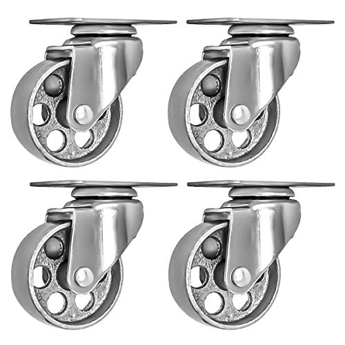 3" Steel Plate Caster Wheels, Set of 4, No Brake - size: 3" No Brake