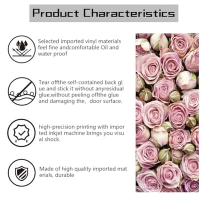 arricraft 2 Sheets Self-Adhesive Door Sticker, 80cmx200cm/31.5x78.7inch Rose Flower Pattern Door Murals Stickers PVC Removable Wallpaper Decoration for Bedrooms Living Room - style: Rose Flower