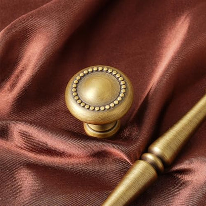 2 Pack Solid Brass Cabinet Knobs, Antique Drawer Knobs, Antique Brass Cabinet Knobs for Kitchen, Bathroom, and Furniture - size: Knob-H