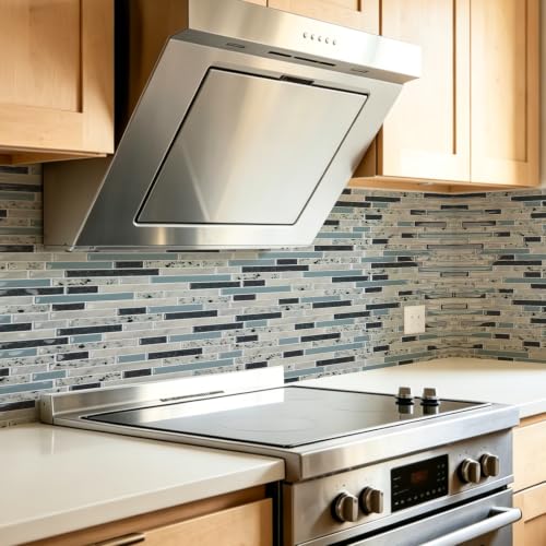 Art3d Linear Subway Design Tile Peel and Stick Backsplash, 20-Sheet, Blue - color: Blue