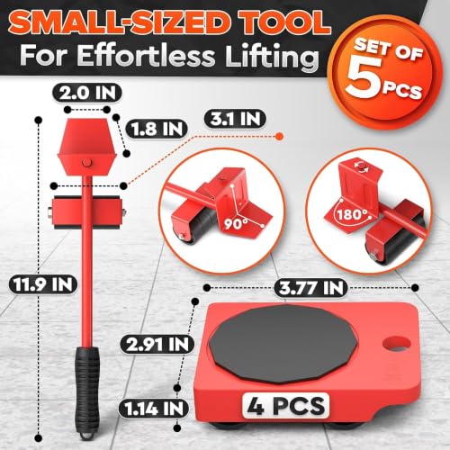 Furniture Sliders with Wheels, Furniture Lifter Tool Up to 220 Lbs