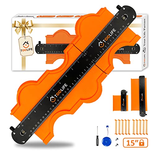 TOOLIFE Connectable Contour Gauge with Lock, Stocking Stuffers，Gifts for Men Him Husband Dad,Woodworking Tools for Flooring， Cool New Measuring Tool for odd Shape, Christmas Gifts Anniversary Birthday - style: 15 INCH-CONNECT