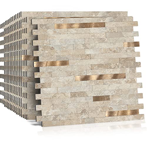 10 Pieces Peel and Stick PVC Mosaic Backsplash,for Kitchen Backsplash,Etc