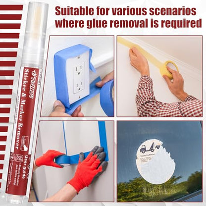 Marspark 3 Pcs Adhesive Remover Pens for Sticky Residues Multi-Surface Sticker Removal Marker Remover for Furniture Tile Floor Glue Tape Decal Label Sticker