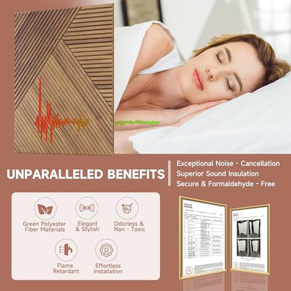 TO-TH Acoustic Wall Panels Self-Adhesive Noise Dampening panel 6Pack, Beech - color: Beech