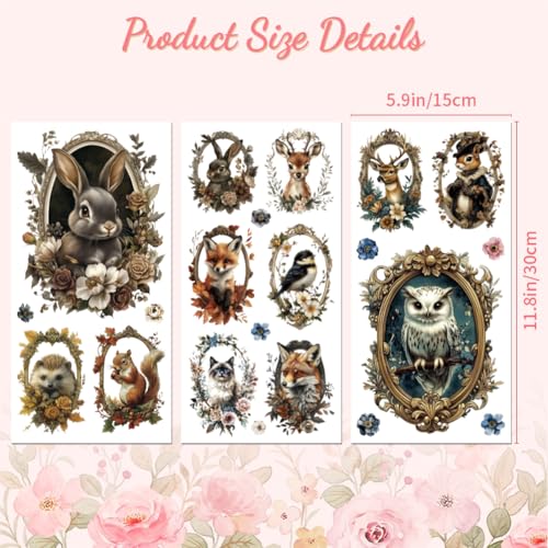 Peacoblue Forest Animals Photo Frames Rub On Transfers for Furniture 6"x12" - style: Forest Animals Photo Frames