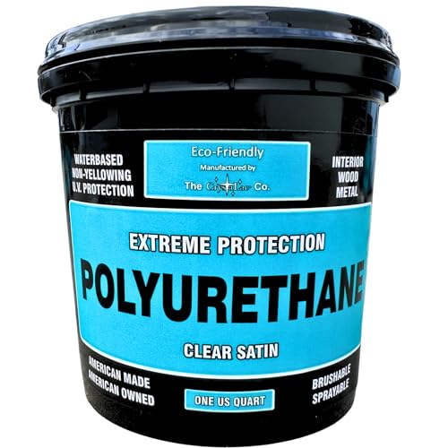 CrystaLac Extreme Protection Water Based Polyurethane (Satin, 32oz Quart): Self Leveling, Non Yellowing, Brush or Spray, UV Protection, Low Odor, Water Clean Up, Durable & Scratch Resistant. - color: Satin, size: Quart