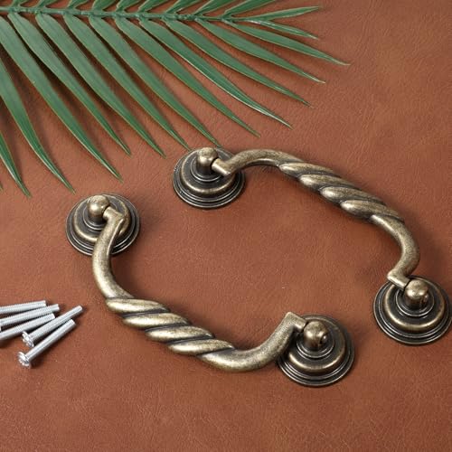 2 Pcs 4.17'' Bail Pull Drawer Handles, Dresser Handles Vintage Vintage Cabinet Pull Bronze Tone Dressers Drawers-Pull Zinc Alloy Vintages Drawer Pulls Bail-Pull Handle for Doors Cupboard Chest Drawers