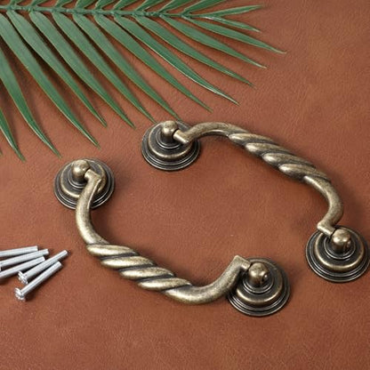 2 Pcs 4.17'' Bail Pull Drawer Handles, Dresser Handles Vintage Vintage Cabinet Pull Bronze Tone Dressers Drawers-Pull Zinc Alloy Vintages Drawer Pulls Bail-Pull Handle for Doors Cupboard Chest Drawers