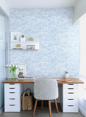 Guvana Blue Wallpaper Peel and Stick Modern Blue and White Contact Paper - color: Blue and White, size: 17.3" x 78.7"