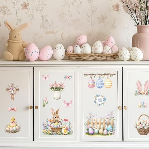 Peacoblue Easter Bunny Rub On Transfers for Furniture Craft 6"x12" - style: Spring Easter and Bunny