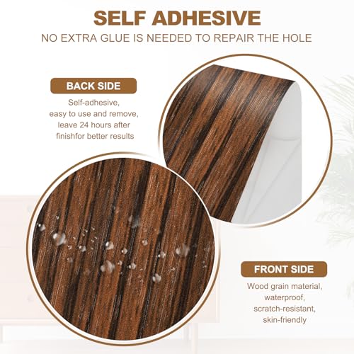 Self Adhesive Wood Grain Repair Tape 33'x 6", Multi-Use Realistic Wood Grain Repair Patch for Furniture Floor Door Table Chair Windows Handicraft DIY, Ebony