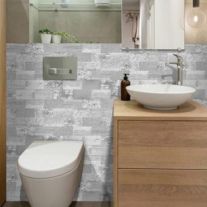 DEWOO Peel and Stick Wall Tile Kitchen Backsplash Self Adhesive 10 Sheet - color: Retro wood