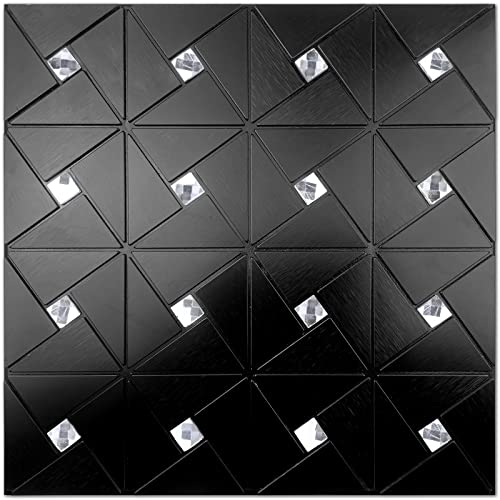 Vamos Tile Black Mixed Glass Peel and Stick Backsplash Tile - color: Black