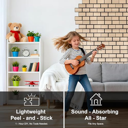 WoveN SounD Brick Acoustic Panels, Natural Oak, 16 Pack, 16x12 in - color: Brick, Wood Veneer, Natural Oak, 16 Pack