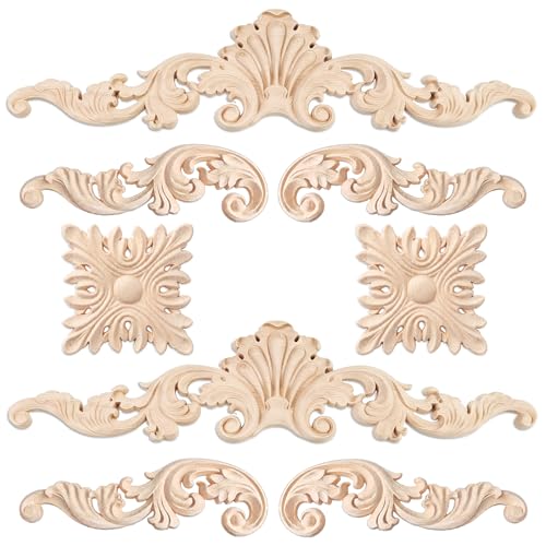 Croblissful 8 Pcs Wood Appliques and Onlays, Adorable Style, Large Size - size: Large Size, style: Adorable Style
