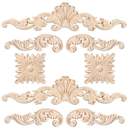 Croblissful 8 Pcs Wood Appliques and Onlays, Adorable Style, Large Size - size: Large Size, style: Adorable Style