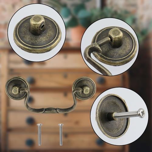 6 Pcs Antique Bail Handle Drop Pulls Vintage Bronze Drop Bail Pulls