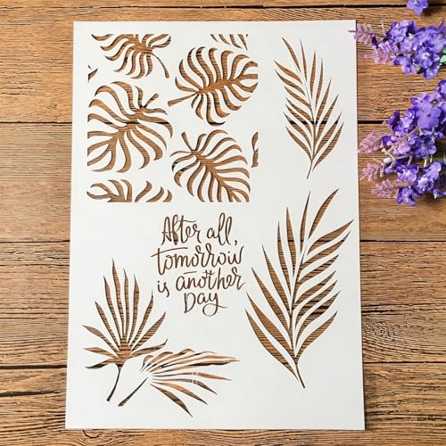 TIAMECH A4 Reusable Tropical Leaves Stencil for Painting - style: Tropical Leaves