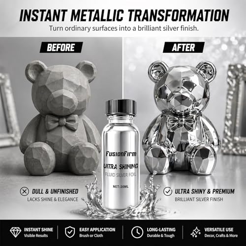 Liquid Leaf Paint - Alcohol-Based Airbrush Paint - High Gloss Finish Silver 1 Fl Oz - color: Silver, size: 1 Fl Oz (Pack of 1)