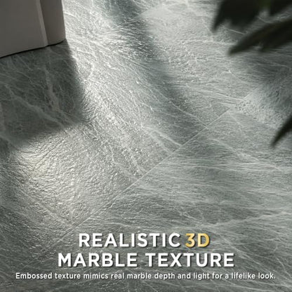 Marble Grain 12x12 Peel and Stick Floor Tile, Moss Gray Marble, 10 PCS - color: Moss Gray Marble