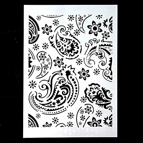 DIY Decorative Paisley Stencil Template for Painting on Walls Furniture Crafts (A4 Size) - size: A4 Size