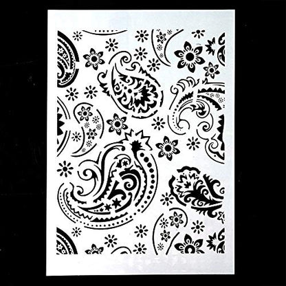 DIY Decorative Paisley Stencil Template for Painting on Walls Furniture Crafts (A4 Size) - size: A4 Size