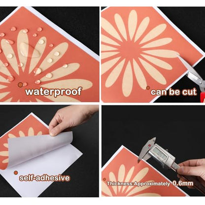 7.87×7.87in-10pcs Bohemian Wall Sticker Peel and Stick Floor Tile Self-Adhesive Kitchen Bathroom Waterproof Wear-Resistant Home Renter Decor - size: 7.87"×7.87"-10 pcs