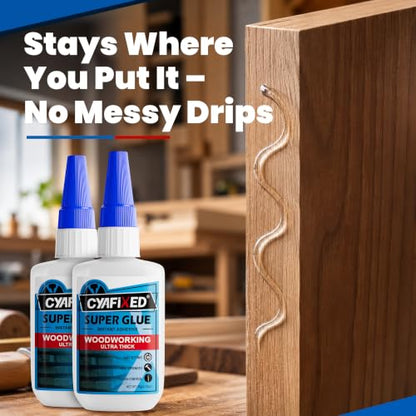 Gap Fill Wood Super Glue 4 oz, Heavy Duty Thick CA Glue for Woodworking - size: 4 oz