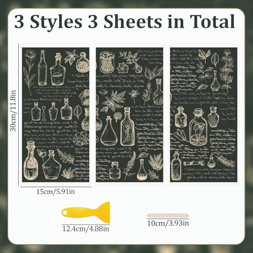 WANDIC 3 Sheets Rub On Transfer Stickers, Retro Herbs Pattern Waterproof Decals Furniture Craft Embellishments for DIY Scrapbooking Photo Albums,15 * 30cm - color: Herbs