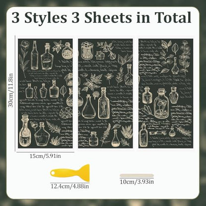 WANDIC 3 Sheets Rub On Transfer Stickers, Retro Herbs Pattern Waterproof Decals Furniture Craft Embellishments for DIY Scrapbooking Photo Albums,15 * 30cm - color: Herbs