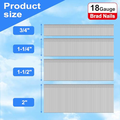 SimCos 18 Gauge Brad Nails 4 Sizes (2",1-1/2",1-1/4",3/4"),4000-Pack - size: Assembly 4000
