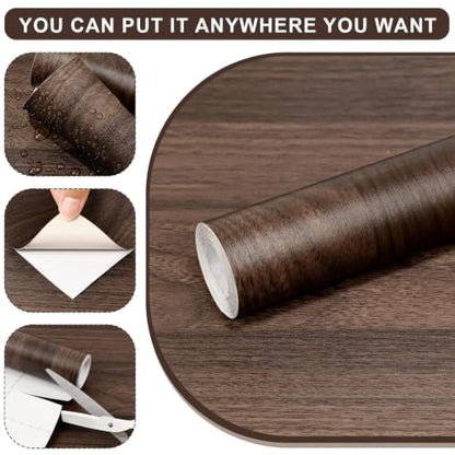 Dark Brown Wood Wallpaper 15.7"x118" Wood Contact Paper Peel and Stick Wallpapers Waterproof Self-Adhesive Vinyl Wallpaper Film for Furniture Countertops Cabinets - color: Dark Brown, size: 15.7" x 118"