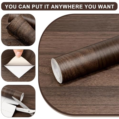 Dark Brown Wood Wallpaper 15.7"x275"Wood Contact Paper Peel and Stick Wallpapers Waterproof Self-Adhesive Vinyl Wallpaper Film for Furniture Countertops Cabinets - color: Dark Brown, size: 15.7" x 275"
