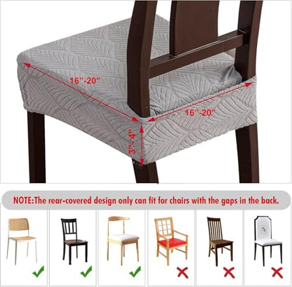 Waterproof Stretch Chair Seat Covers, Set of 6 Light Gray - color: Light Gray, size: 16-20in-Rear-covered