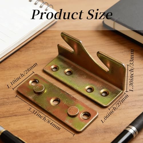 4PCS Bed Rail Brackets,Metal Bed Frame Bracket Hardware with Screw